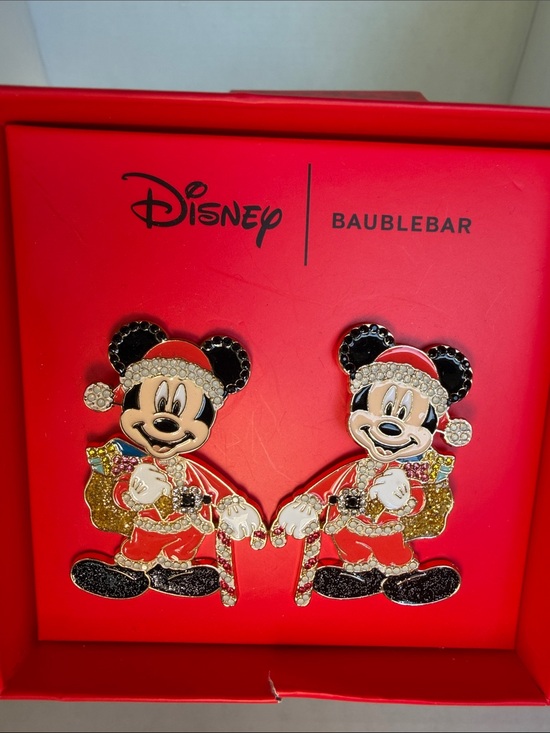 Disney Baublebar Jewelry - Disney BaubleBar Mickey Mouse Holiday Earrings - Red & Gold NIB